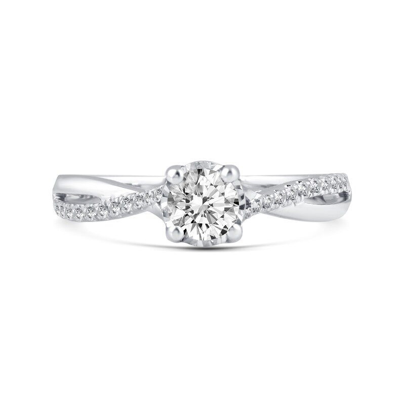 0.55 CT. T.W. Diamond Twist Shank Engagement Ring in 14K White Gold