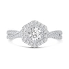 Thumbnail Image 3 of 0.66 CT. T.W. Diamond Hexagon Frame Twist Shank Engagement Ring in 14K White Gold