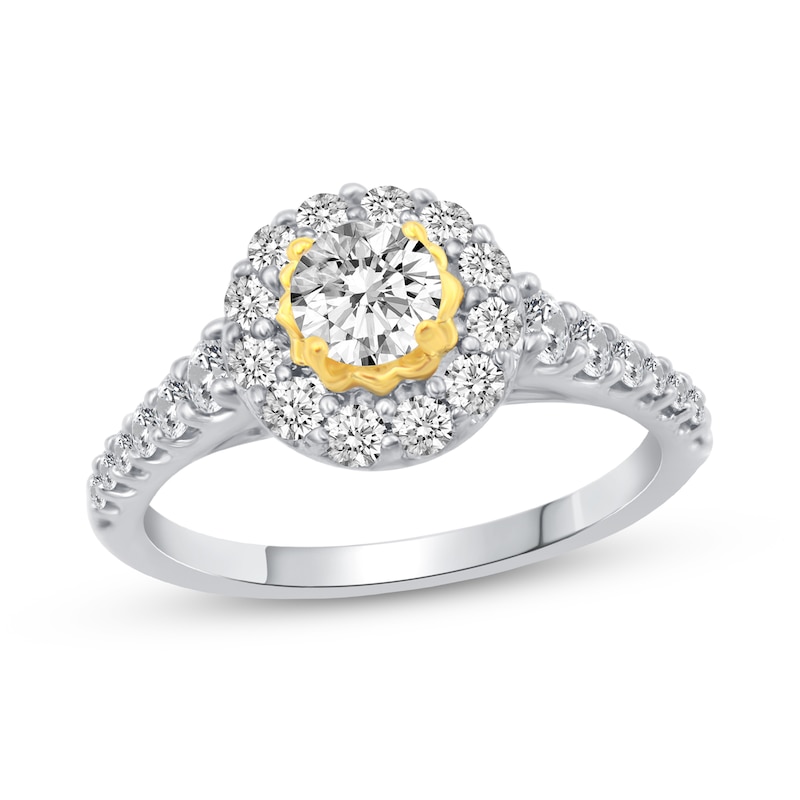 0.95 CT. T.W. Diamond Frame Engagement Ring in 14K Two-Tone Gold