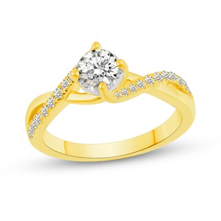 0.78 CT. T.W. Diamond Twist Shank Bypass Bridal Set in 14K Gold