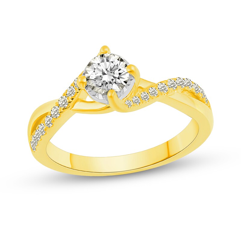 0.78 CT. T.W. Diamond Twist Shank Bypass Bridal Set in 14K Gold