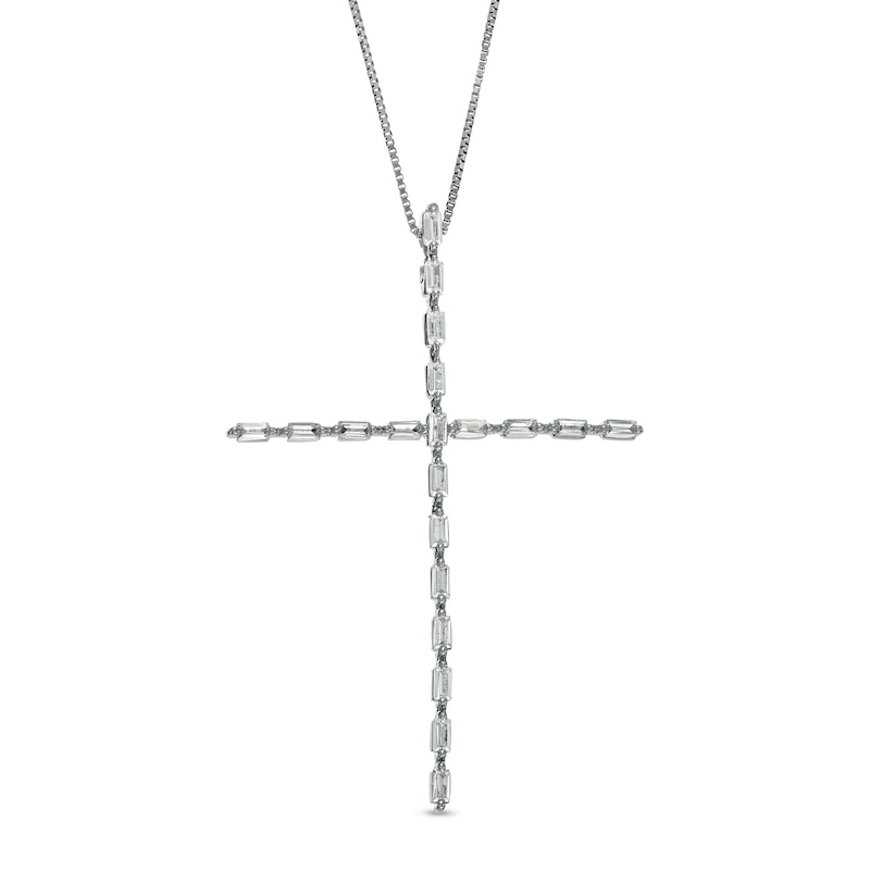 Marilyn Monroe™ Collection 0.50 CT. T.W. Baguette Diamond Cross Pendant in 10K White Gold