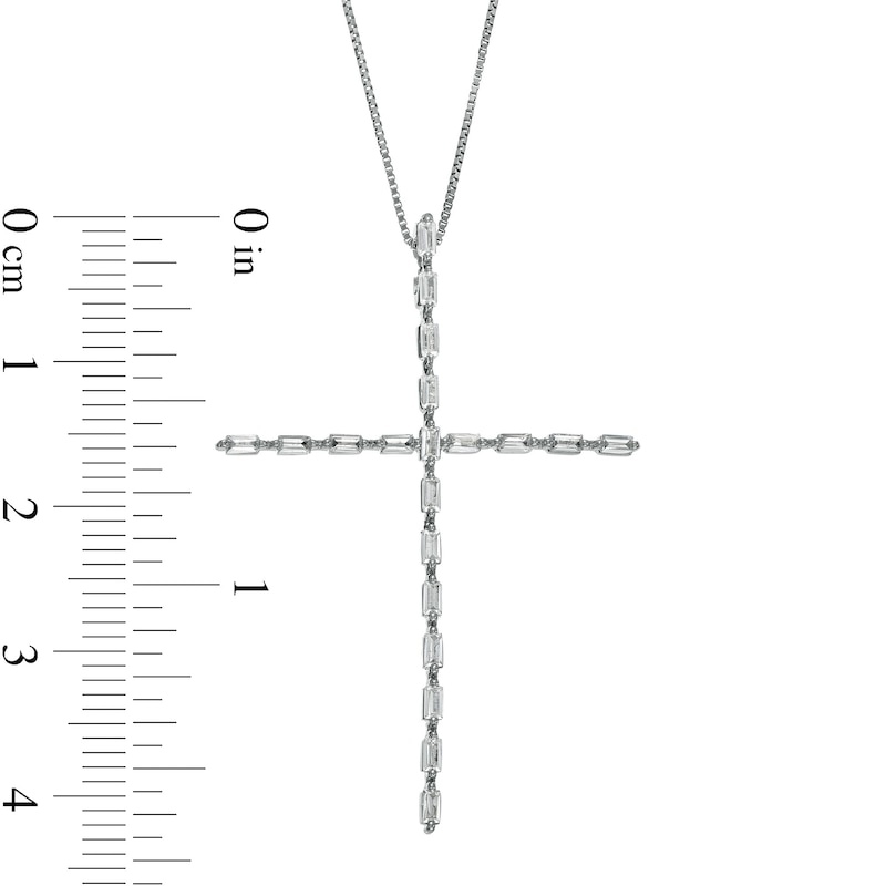 Marilyn Monroe™ Collection 0.50 CT. T.W. Baguette Diamond Cross Pendant in 10K White Gold