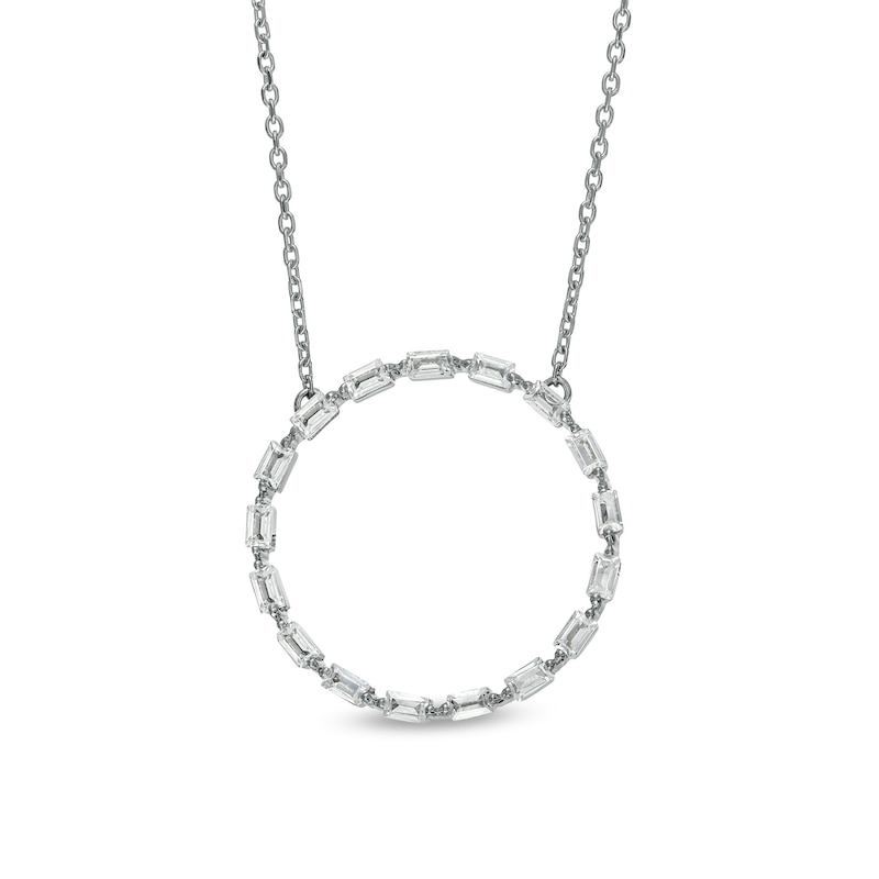 Marilyn Monroe™ Collection 0.50 CT. T.W. Baguette Diamond Circle Necklace in 10K White Gold