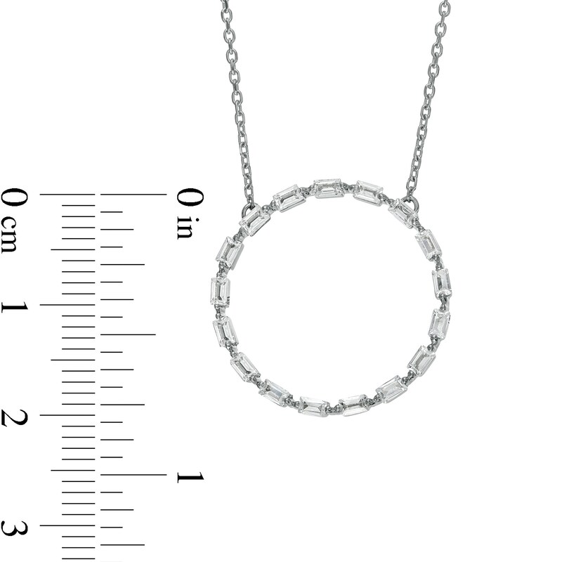 Main Image 2 of Marilyn Monroe™ Collection 0.50 CT. T.W. Baguette Diamond Circle Necklace in 10K White Gold