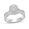 Thumbnail Image 0 of 0.72 CT. T.W. Composite Pear-Shaped Diamond Frame Twist Shank Bridal Set in 14K White Gold