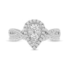 0.72 CT. T.W. Composite Pear-Shaped Diamond Frame Twist Shank Bridal Set in 14K White Gold