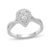 0.72 CT. T.W. Composite Pear-Shaped Diamond Frame Twist Shank Bridal Set in 14K White Gold