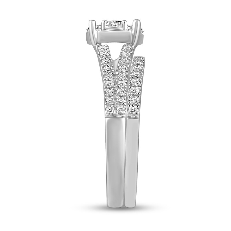 0.95 CT. T.W. Composite Diamond Split Shank Bridal Set in 14K White Gold
