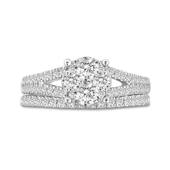 0.95 CT. T.W. Composite Diamond Split Shank Bridal Set in 14K White Gold