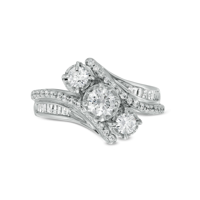 1.00 CT. T.W. Diamond Bypass Past Present Future® Engagement Ring in 14K White Gold (I/I2)