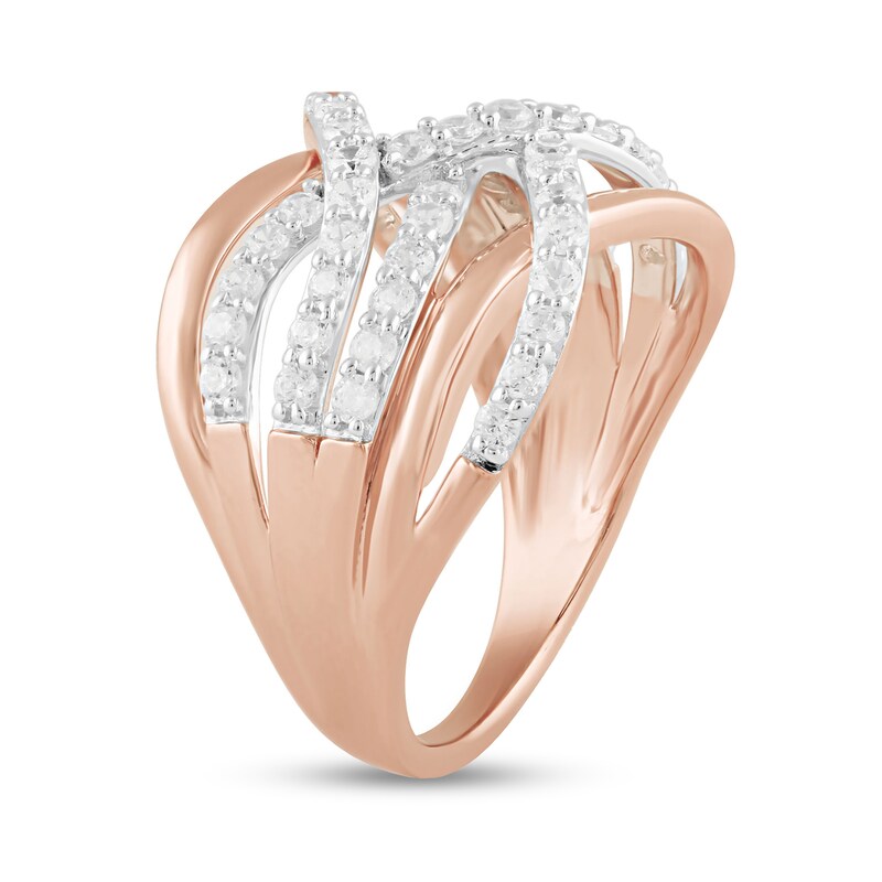 1.00 CT. T.W. Diamond Multi-Row Crossover Ring in 10K Rose Gold