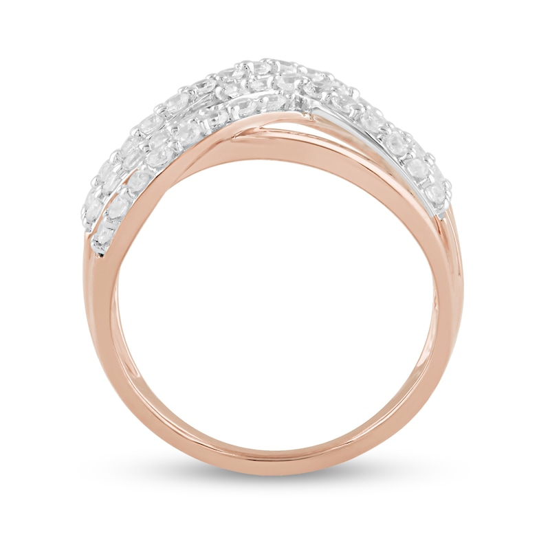 1.00 CT. T.W. Diamond Multi-Row Crossover Ring in 10K Rose Gold
