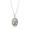 Thumbnail Image 1 of Oval Black Mother-of-Pearl Rope Frame with Diamond-Cut Leaf Vine Overlay Vintage-Style Drop Pendant in Sterling Silver
