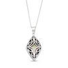 Thumbnail Image 0 of Black Mother-of-Pearl Bead Frame with Diamond-Cut Art Deco Overlay Kite-Shaped Drop Pendant in Sterling Silver