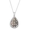 Thumbnail Image 1 of Pear-Shaped Black Mother-of-Pearl Bead Frame with Diamond-Cut Geometric Lattice Overlay Drop Pendant in Sterling Silver
