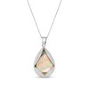 Thumbnail Image 1 of Pear-Shaped Black Mother-of-Pearl with Diamond-Cut Beaded Pendulum Cut-Out Overlay Drop Pendant in Sterling Silver