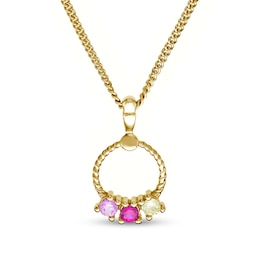 Gemstone Rope Circle Pendant (1-5 Stones)