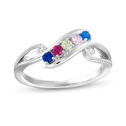 Mother's Gemstone Bypass Split Shank Ring (2-5 Stones)
