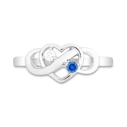 Couple's Gemstone Heart with Infinity Ring (2 Stones)