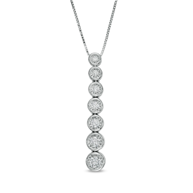 Marilyn Monroe™ Collection 0.33 CT. T.W. Diamond Graduated Drop Pendant in 10K White Gold