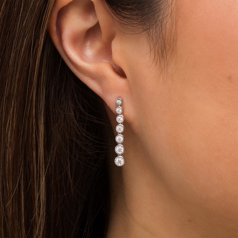 Main Image 3 of Marilyn Monroe™ Collection 0.50 CT. T.W. Diamond Graduated Drop Earrings in 10K White Gold