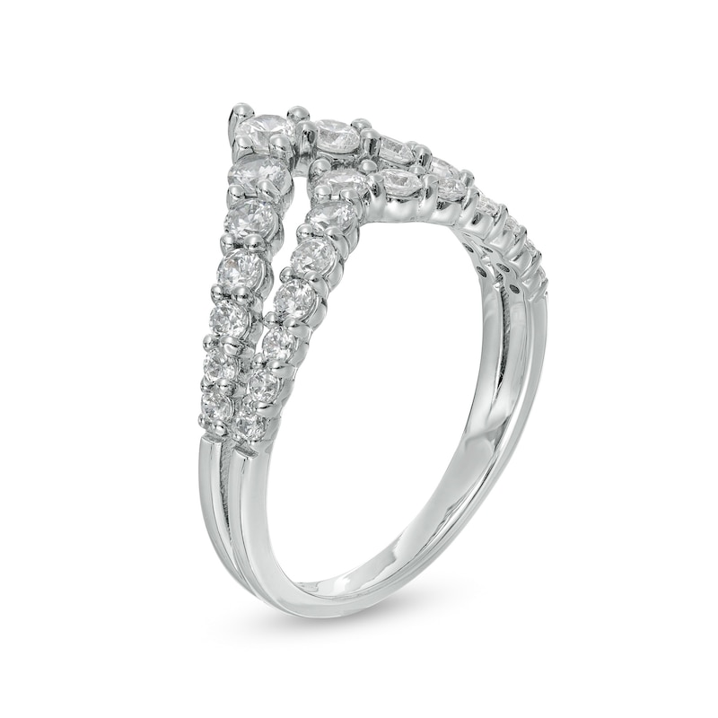 Main Image 2 of Marilyn Monroe™ Collection 1.00 CT. T.W. Diamond Double Row Chevron Ring in 10K White Gold