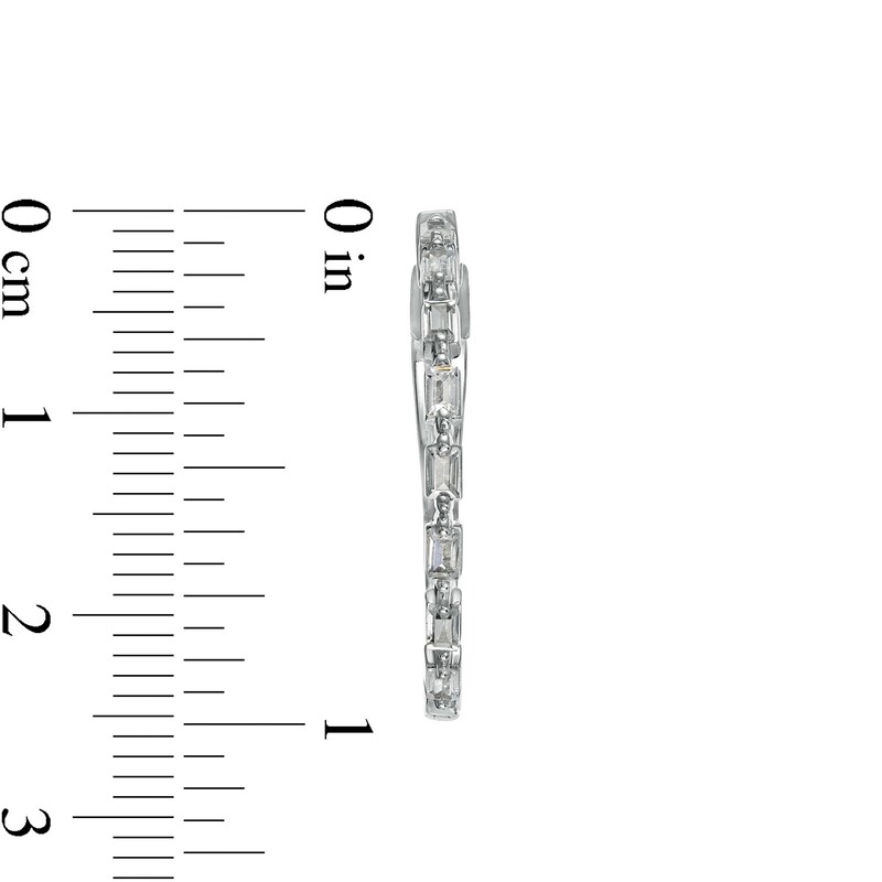Marilyn Monroe™ Collection 0.50 CT. T.W. Baguette Diamond Hoop Earrings in 10K White Gold