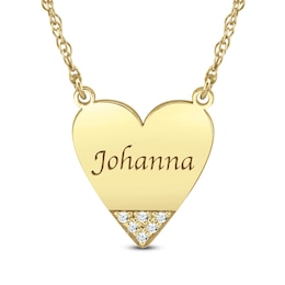 0.06 CT. T.W. Diamond 17.0mm Heart-Shaped Disc Name Necklace (1 Line)
