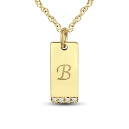 0.04 CT. T.W. Diamond Engravable Tag Pendant (1 Initial)
