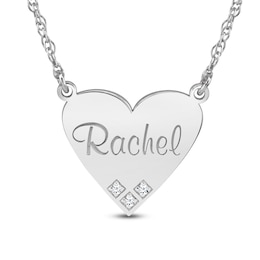 Diamond Accent 19.0mm Heart-Shaped Disc Name Necklace (1 Line)