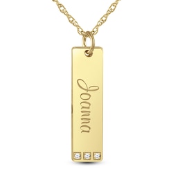 Diamond Accent Engravable Tag Pendant (1 Line)