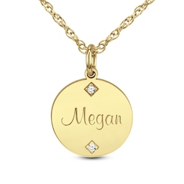 Diamond Accent 15.0mm Disc Name Pendant (1 Line)
