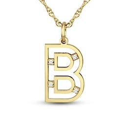 0.04 CT. T.W. Diamond Uppercase Initial Outline Pendant (1 Initial)