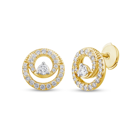 0.50 CT. T.W. Diamond Double Circle Stud Earrings in 10K Gold
