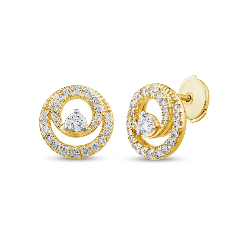 0.50 CT. T.W. Diamond Double Circle Stud Earrings in 10K Gold