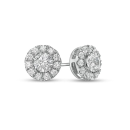 1.00 CT. T.W. Certified Lab-Grown Diamond Frame Stud Earrings in 14K White Gold (F/SI2)
