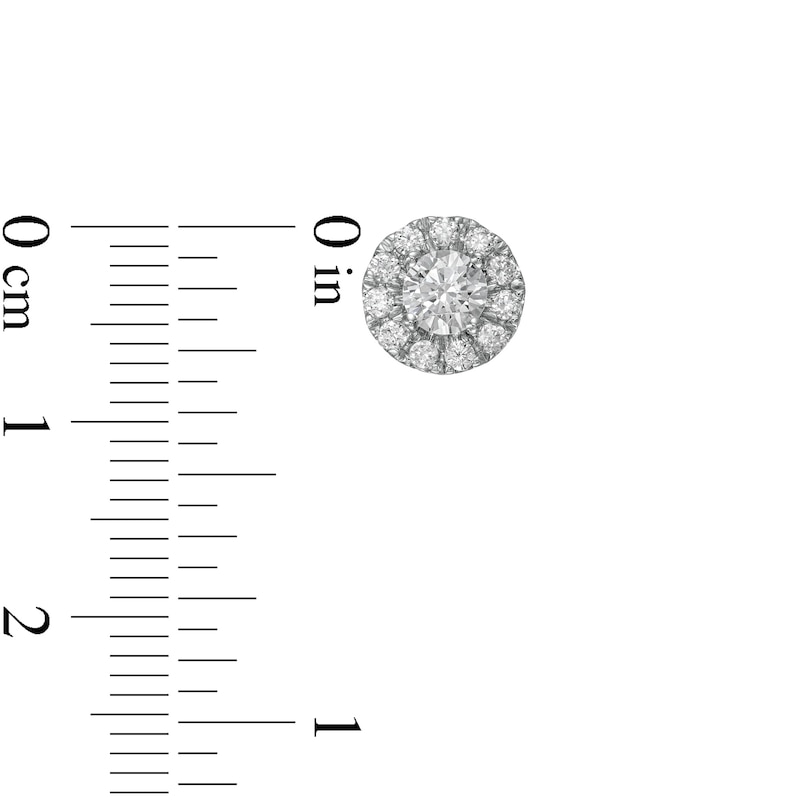 Main Image 3 of 1.00 CT. T.W. Certified Lab-Grown Diamond Frame Stud Earrings in 14K White Gold (F/SI2)