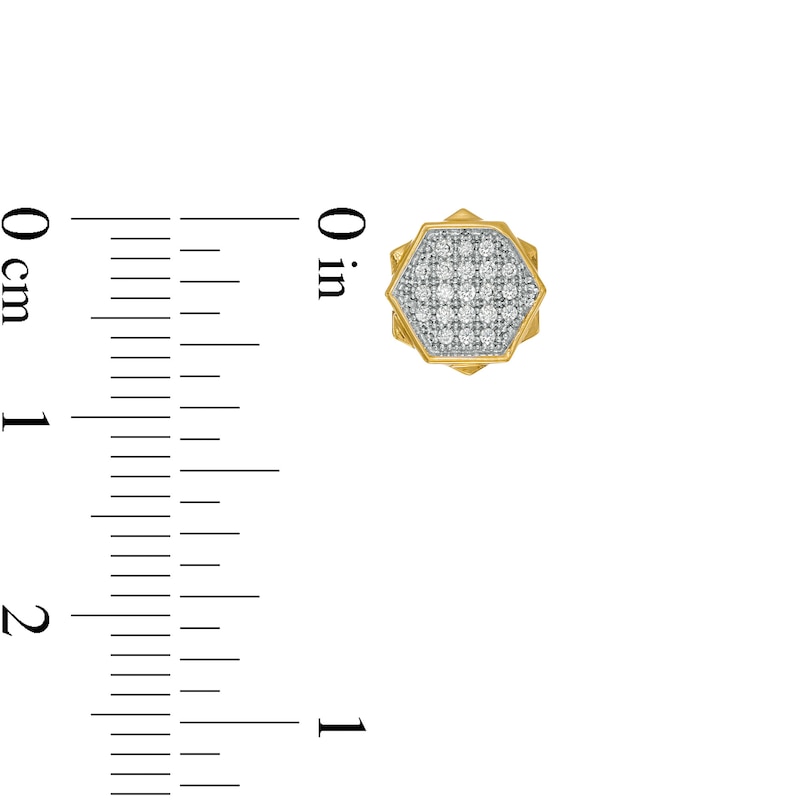 Men's 0.12 CT. T.W. Composite Diamond Double Hexagon Stud Earrings in 10K Gold