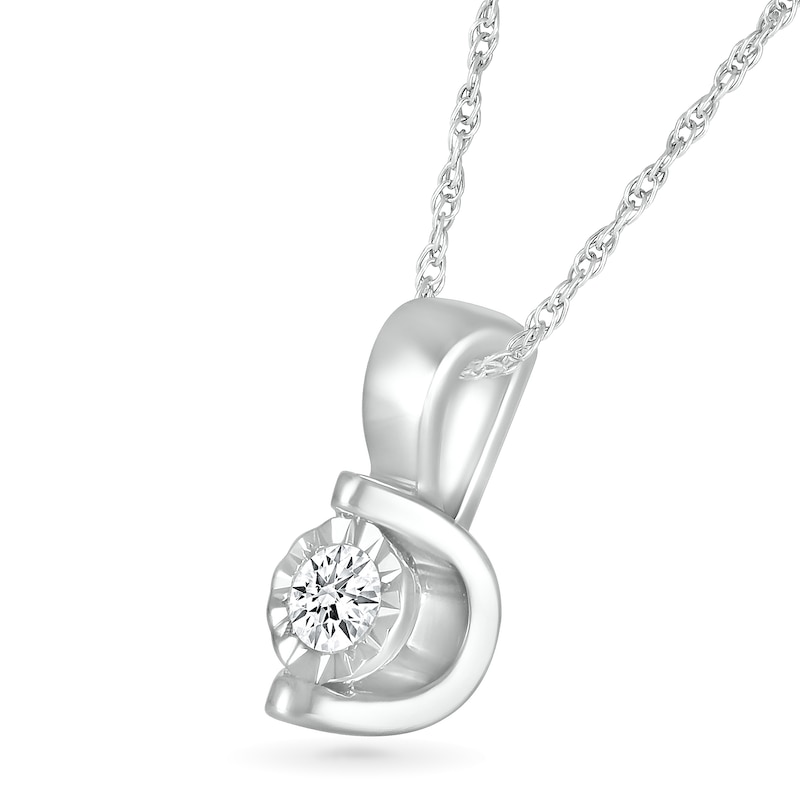 Main Image 2 of 0.10 CT. Diamond Solitaire Pendant in 10K White Gold