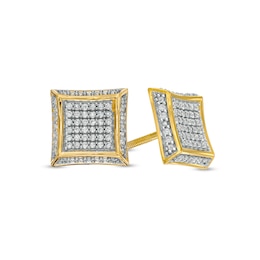 Men's 0.25 CT. T.W. Composite Diamond Concave Square Stud Earrings in 10K Gold