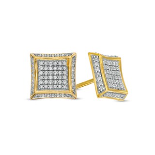 Men's 0.25 CT. T.W. Composite Diamond Concave Square Stud Earrings in 10K Gold