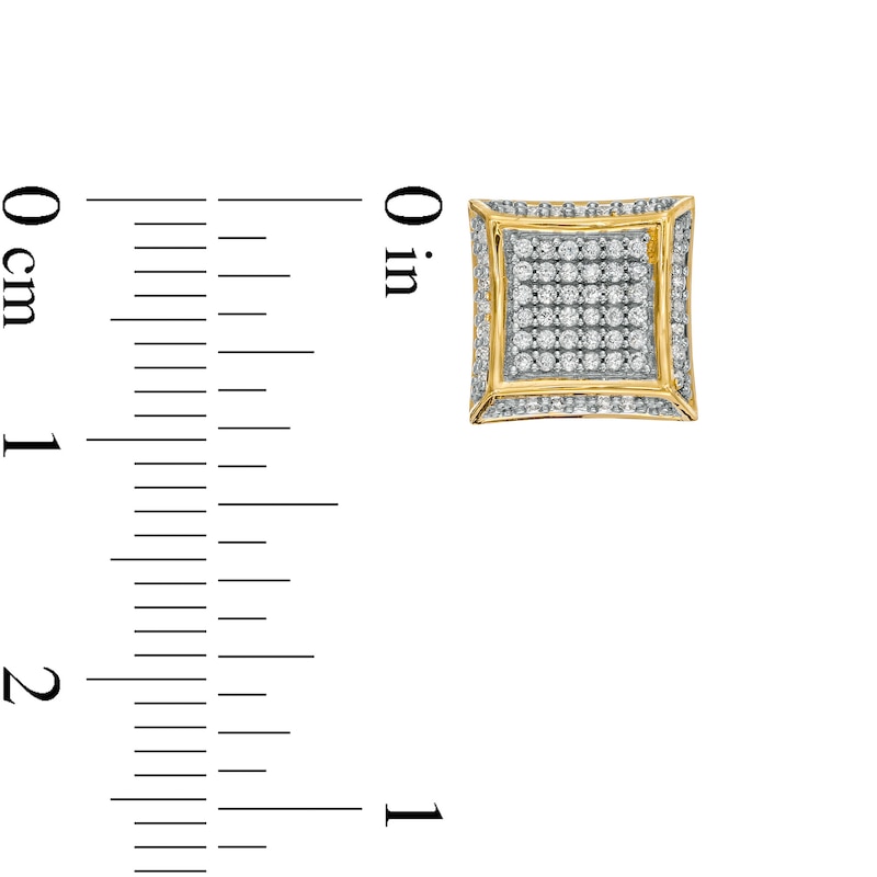 Main Image 3 of Men's 0.25 CT. T.W. Composite Diamond Concave Square Stud Earrings in 10K Gold