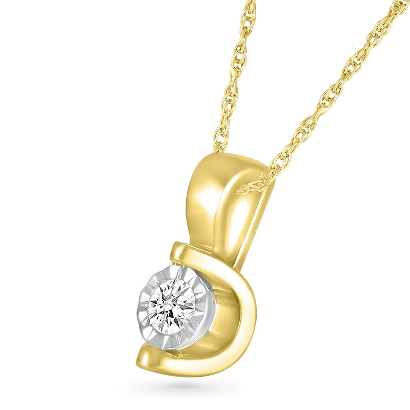 Main Image 2 of 0.10 CT. Diamond Solitaire Pendant in 10K Gold