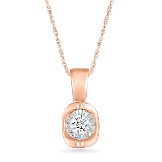 0.10 CT. Diamond Solitaire Pendant in 10K Rose Gold