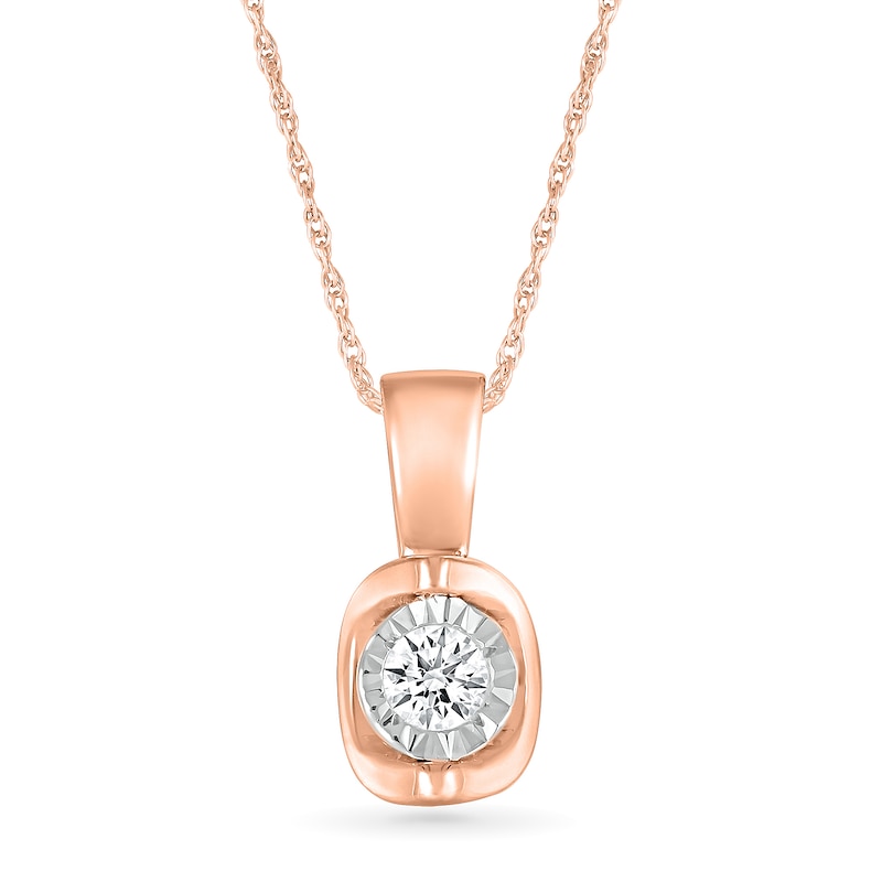 0.10 CT. Diamond Solitaire Pendant in 10K Rose Gold