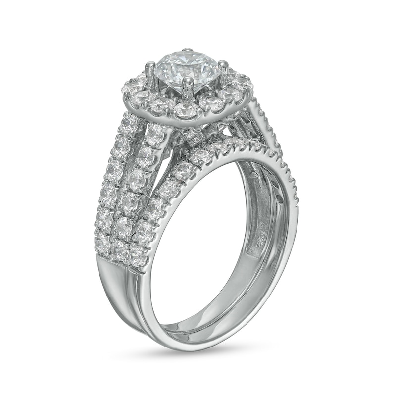 2.50 CT. T.W. Diamond Frame Split Shank Bridal Set in 14K White Gold (I/I2)