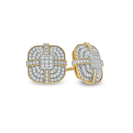 Men's 0.45 CT. T.W. Diamond King Crown-Top Stud Earrings in 10K Gold