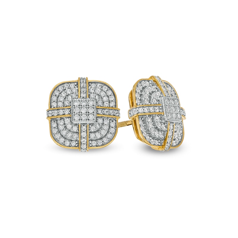 Men's 0.45 CT. T.W. Diamond King Crown-Top Stud Earrings in 10K Gold