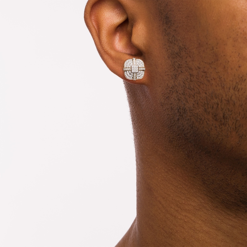 Men's 0.45 CT. T.W. Diamond King Crown-Top Stud Earrings in 10K Gold